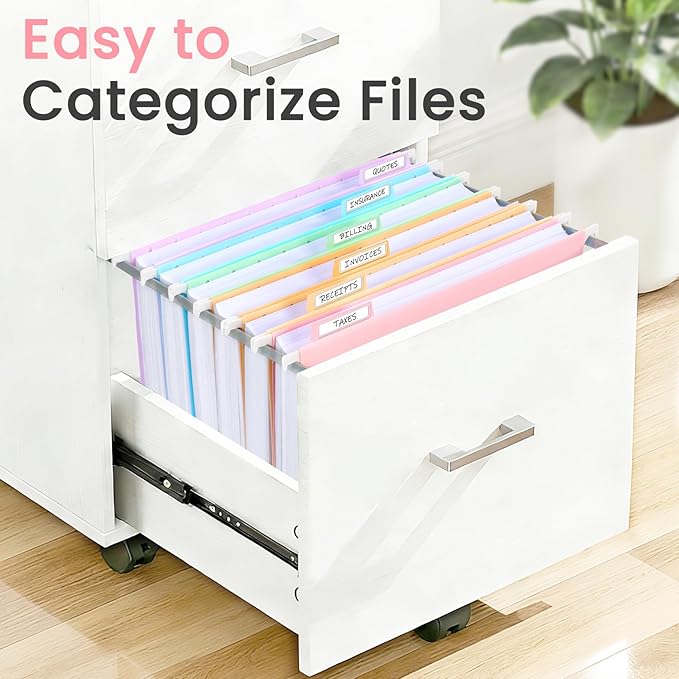 Sooez Tear-Resistant Plastic Hanging File Folders Letter Size, 12 Count File Organizer Suitable for File Cabinet Filing Cabinets, 1/6-cut Adjustable Tabs for Office, School, Pastels Colors, Blue