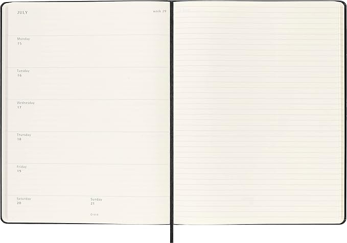 Moleskine 2023-2024 Weekly Planner, 18M, Extra Large, Black, Hard Cover (7.5 x 10)