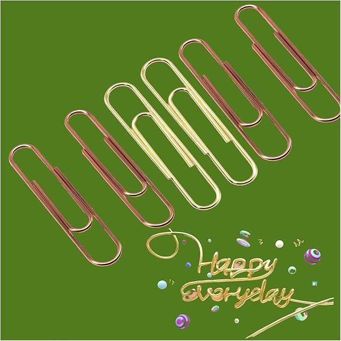 2 Inch Paper Clips-30 Pcs Large Metal Paperclips for Office & School Organization, Party/Wedding Decor, DIY - Gold & Rose Gold (U-Shaped)