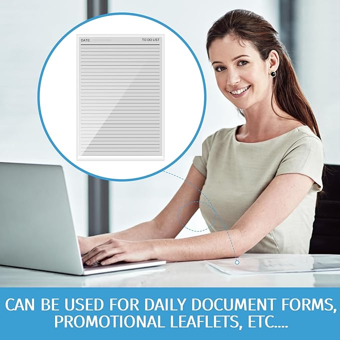 100Pcs Self Adhesive Display Pockets - 8.5 x 11 Inch Paper Sleeves for Wall and Door Communication, Clear Adhesive Sheet Protectors for Office, School, Box Posting Signs