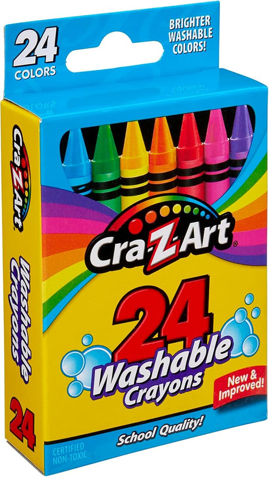 Cra-Z-Art Washable Crayons, 24 Count, for Kids Back to School Supply List Essential