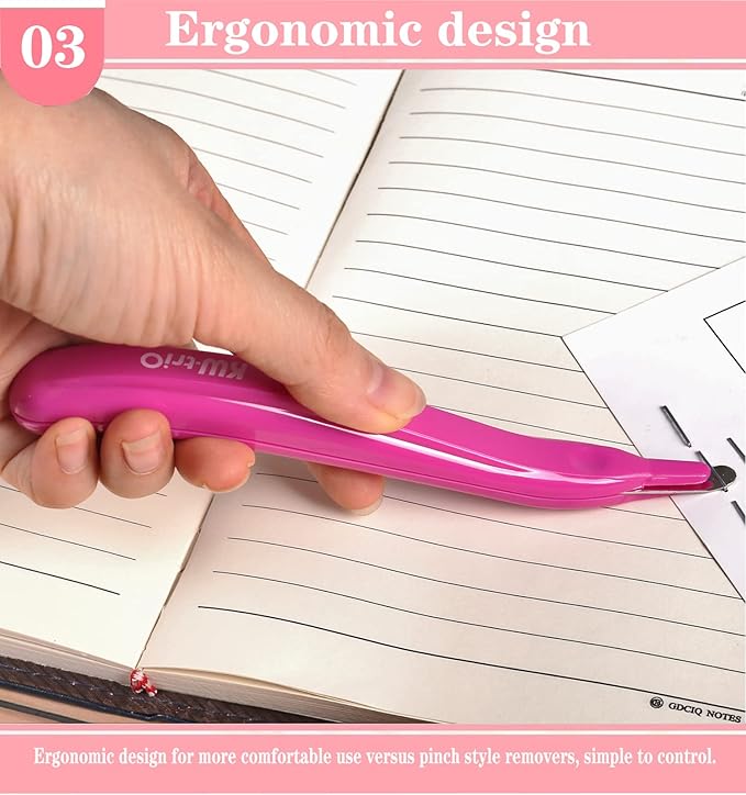 Staple Remover Professional Magnetic Staple Remover Puller Staples Remover Staple Removal Tool for School Office Home (Rose red)