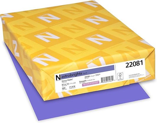 Neenah Astrobrights Premium Color Paper, 24 lb, 8.5 x 11 Inches, 500 Sheets, Venus Violet (22081)