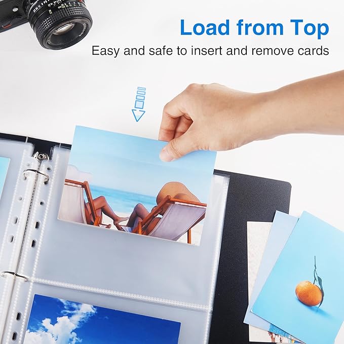 Sooez 30 Pack Heavy Duty Photos or Postcards Page Protectors, Plastic Clear Photo Holder Sleeves for 3 Ring Binder, Two 5'' x 7'' Pockets Per Page, Load from Top Perfect for Checking & Organizing