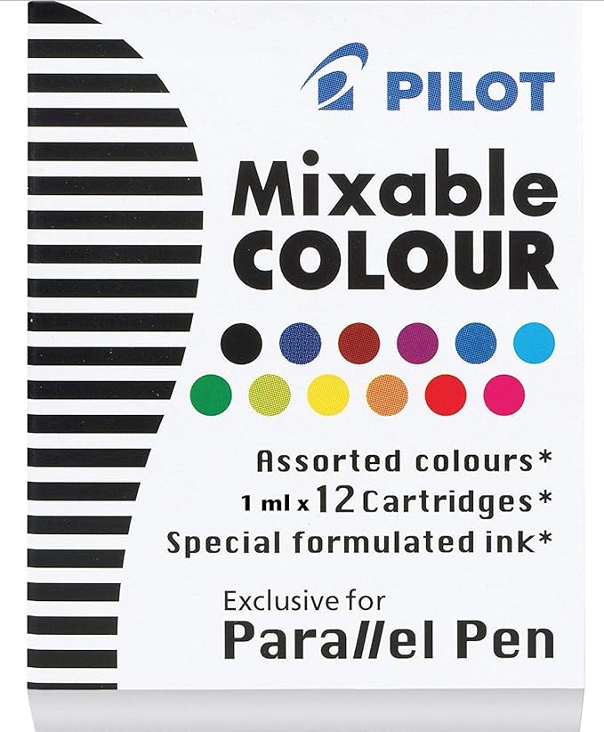 Pilot Parallel Calligraphy Pen Set, 1.5 mm, 2.4 mm, 3.8 mm and 6 mm with Bundle Ink Cartridge Plus 1 Extra Pack of 12 ASST Refills and 1 Pack of 6 Black Refills.