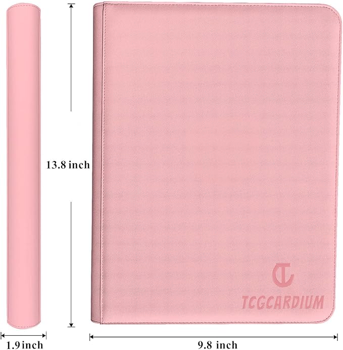 360 Card Binder - Premium Zippered 9-Pocket Trading Card Binder Side-Loading Pages for Ultimate Protection | Holds TCG, MTG, Sports Cards (Pink)