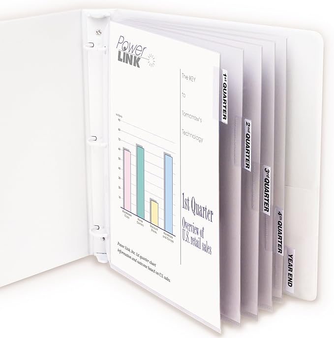 C-Line Polypropylene Sheet Protector with Index Tabs, Clear Tabs, 11 x 8.5 Inches, One 5-Tab Set (05557)