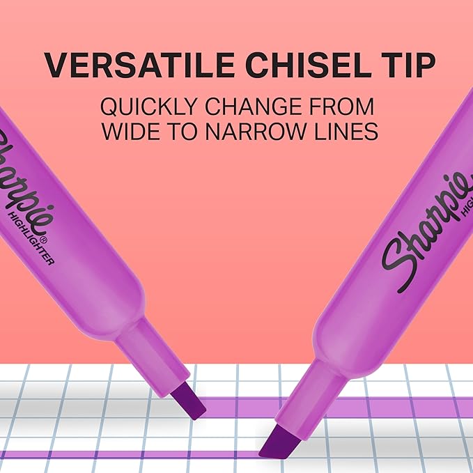 Sharpie Tank Highlighters,Chisel Tip,Assorted Fluorescent,Six Assorted Colors,- Back to School,Office,Teacher Supplies,12 Count (Pack of 6)
