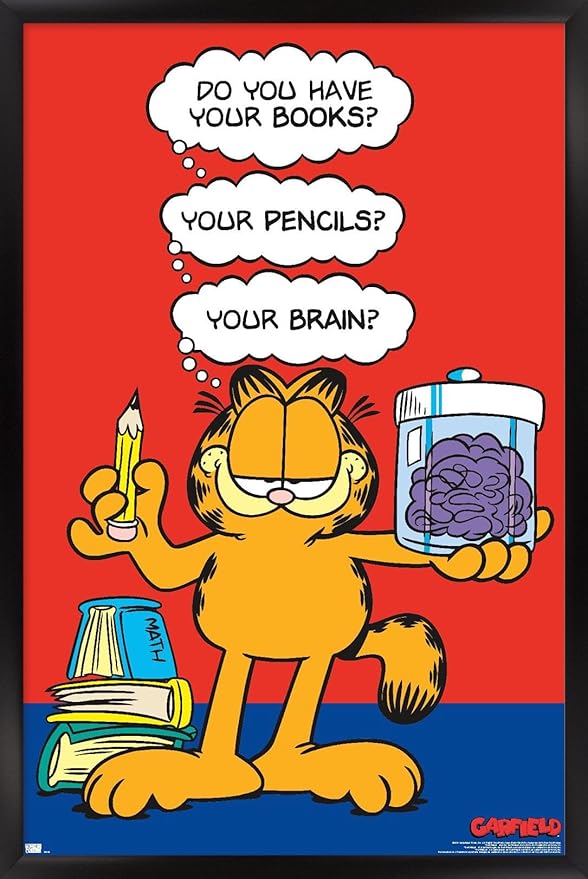 Garfield - Brain Wall Poster, 22.4L" x 14.7W", Black Framed Version