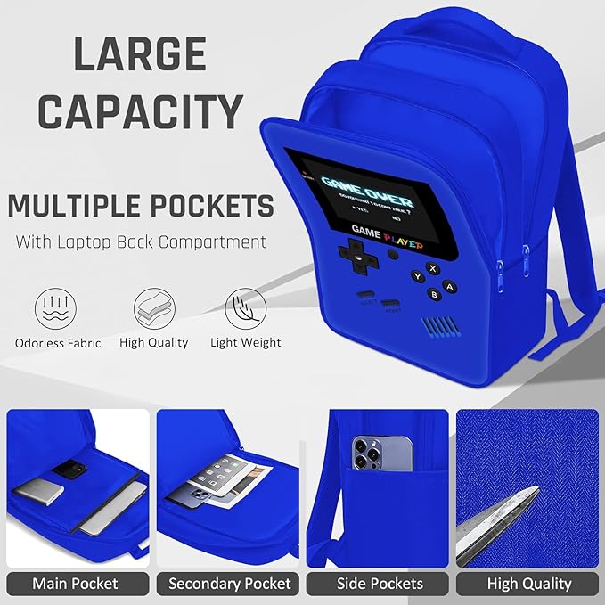 School Backpack for Boys,3pcs Gamer Boys Backpack with Lunch Box Set for Kids Children Teens Elementary Middle School,17" Large Capacity Student Bookbag & Multifunctional Video Game Travel Bag