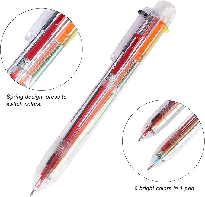 JPSOR 28 Pack Multicolor Pen, 0.5mm 6-in-1 Multicolor Ballpoint Pens, 6 Colors Retractable Ballpoint Pens for Office School Supplies Students Gift