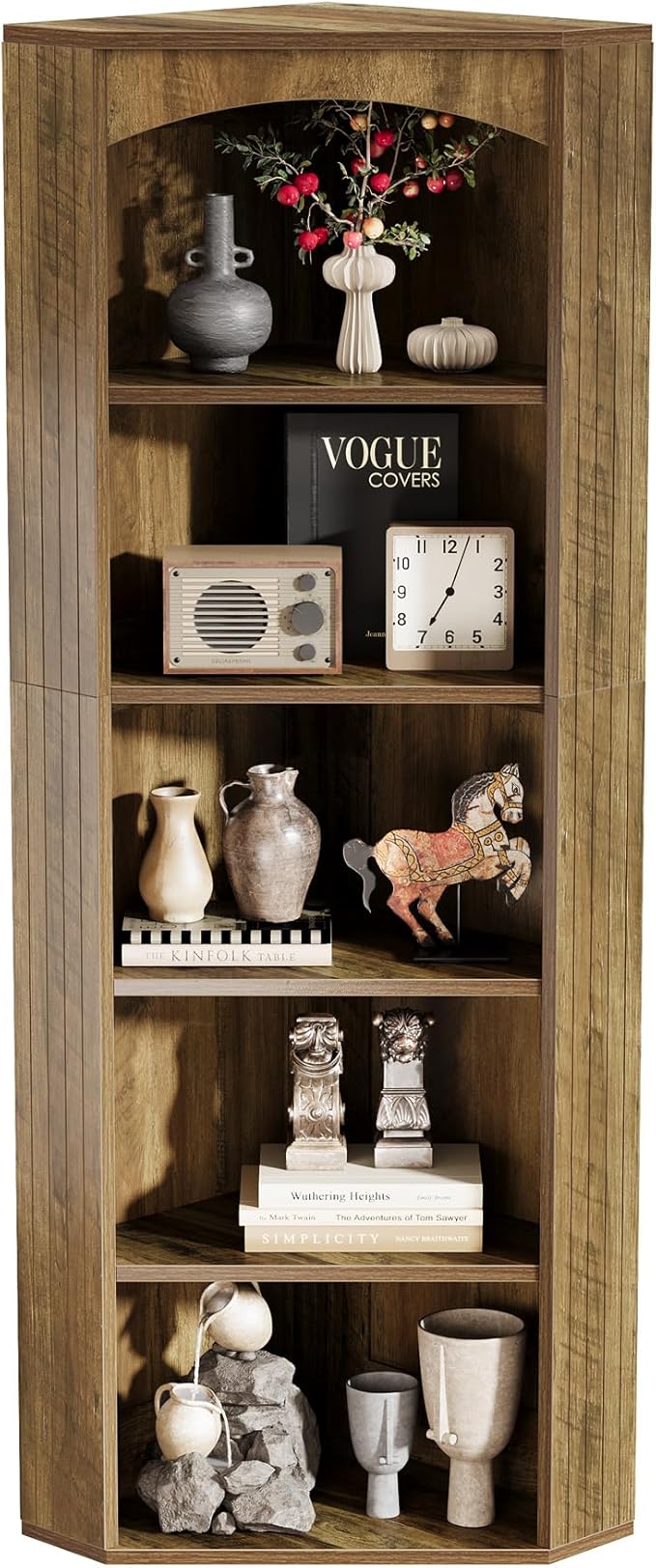 Tribesigns Corner Storage Cabinet, 70.9" Tall Corner Shelf & Bookshelf & Bookcase, Freestanding Corner Cabinet for Living Room Kitchen Home Office