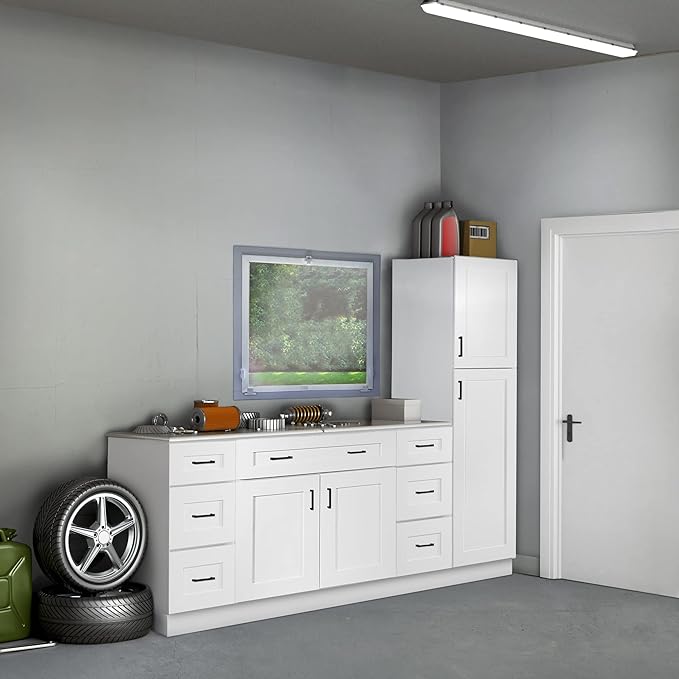 Design House Brookings Shaker Fully Assembled Wall Kitchen Cabinet W3324, 33 W x 12 D x 24 H, Painted White, Solid Wood, Design House, 613406