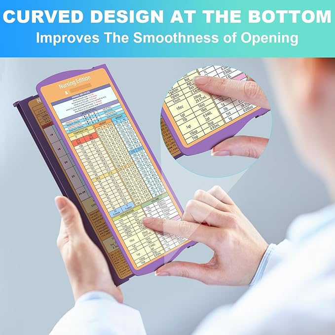 Clipboards Nursing Clipboard Trifold Foldable, 3 Layers Aluminum Nurse Clipboards with Nursing Edition Cheat Sheets Folding Pocket Size for Students, Nurses and Doctors (Purple)