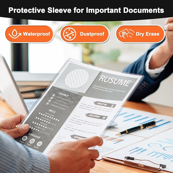 Ndsox 10 Pack 8.5" x 11" Rigid Print Protectors Clear Hard Plastic Sheet Protectors Top Loading for Birth Certificates, Documents, Posters, Photos, Meuns, Heavy Duty No-Hole Plastic Document Sleeves