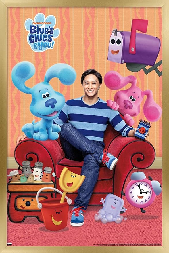 Nickelodeon Blue's Clues - Group Wall Poster, 22.4L" x 14.7W", Gold Framed Version