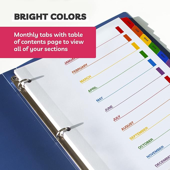 Monthly Dividers for 3 Ring Binder - (Set of 3), 8.5 x 11" Letter Size, Writable A-Z Tabs - Ideal for Organizing Paper at Work, School, or Home
