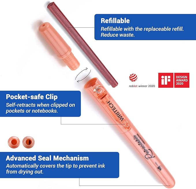 WRITECH Retractable Highlighters Assorted Colors: Chisel Tip Click Aesthetic Highlighter Marker Pens Pack Multi Colored Ink No Bleed Smear for Highlighting Journaling (12ct Neon+Pastel)