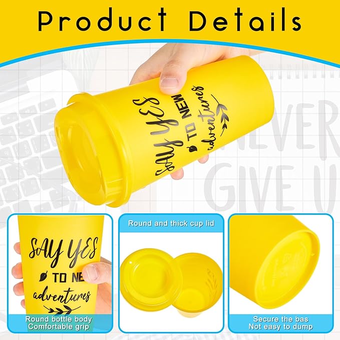 48 Pcs Inspirational Gifts for Employee Coworkers Staff Teammate, 16oz Reusable Plastic Coffee Cups with Positive Sayings, Bundle Gifts for Woman Man Coworker (Bright Color,Inspirational)