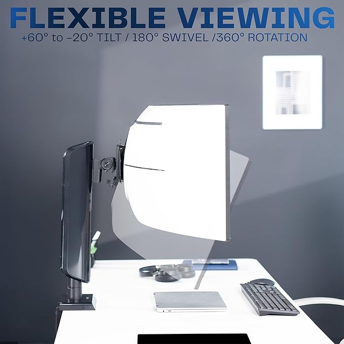 VIVO Heavy Duty Aluminum Ultrawide Monitor Desk Mount for up to 49 inch Screens, Holds 39.6 lbs, Space Efficient Vertical Lift Stand, Black, STAND-149J