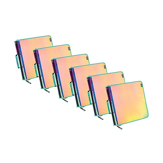Case-it Iridescent Go Tab Zipper, 2" O-Ring with Removeable 5-Color tabbes, Expanding File Folder and Shoulder Strap and Handle, PS-440-VC-C, Iridescent