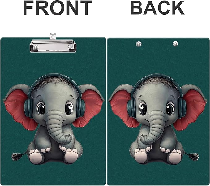 Fashion Clipboard, A4 Letter Size Wooden Decorative Clipboards for Teacher, Nurse, Doctor,Student and Kids, Cute Design for Standard Size 12.2" x 8.9"(C-Cute Elepant)