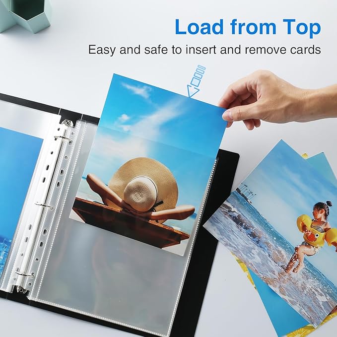 Sooez 30 Pack Heavy Duty Photo Sleeves for 3 Ring Binder (for 60 Pictures), Clear Archival Sleeves, 8x10 & 8.5x11