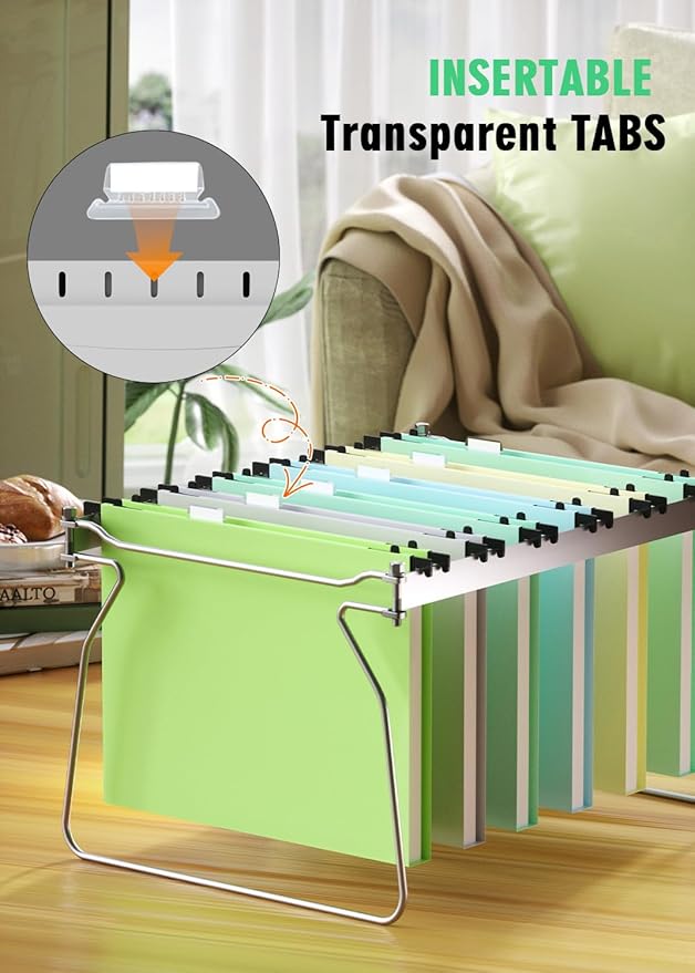 Extra Capacity Plastic Hanging File Folder, 12 Pack Reinforced Hang Folders Letter Size, Heavy Duty 1 Inch Expansion Filing Cabinet Folders, for Bulk Files, Medical Charts, Morandi Colors