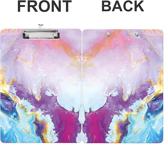 Fashion Clipboard, A4 Letter Size Wooden Decorative Clipboards for Teacher, Nurse, Doctor,Student and Kids, Cute Design for Standard Size 12.2" x 8.9" (C-Colorful Marble)