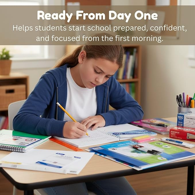 OMURA 70 Count All in One School Supplies Kit Middle School & High School Supplies Bundle - Homeschool Supplies, School Supplies for Girls - Back to School Kit & High School Supplies Kit
