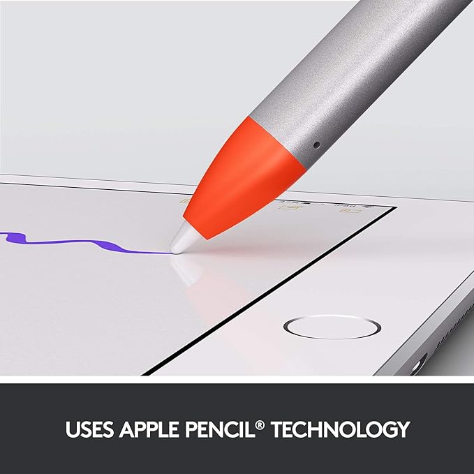 Logitech Crayon Digital Pencil for All iPads (2018 Releases and Later) with Apple Pencil Technology, Anti-roll Design, and Dynamic Smart tip - Orange