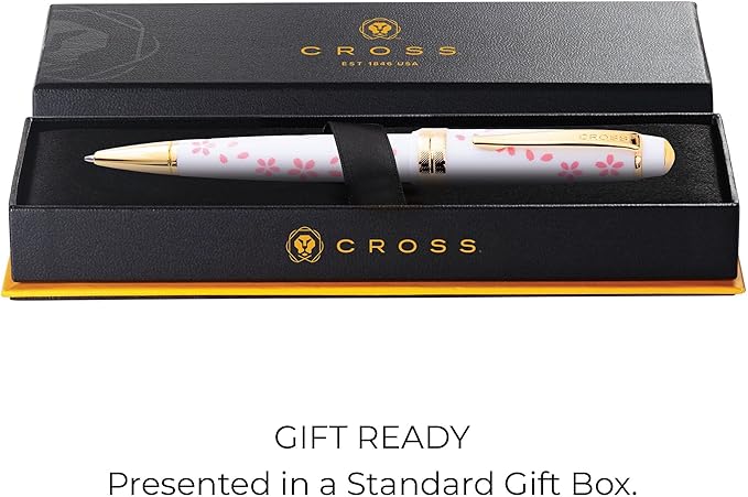 Cross Bailey Light Cherry Blossom Glossy White Resin with Gold PVD Appointments Ballpoint Pen