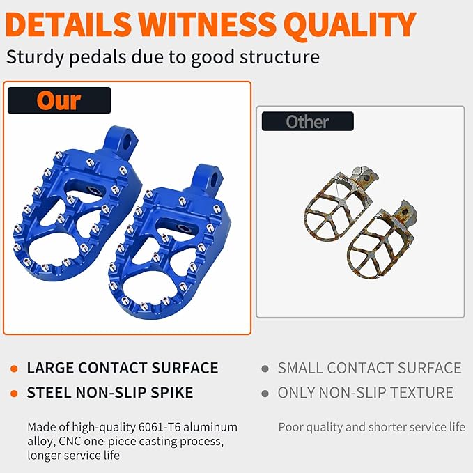 Nilight Motorcycle Foot Pegs Dirt Bike Footpegs Fit for Harley Dyna 1993-2017 Fatboy 1990-2017 Iron 883 2009-2017 Sportster 883 360° Rotating CNC Foot Pegs Heavy Duty Aluminum Alloy Peg Pedal, Blue