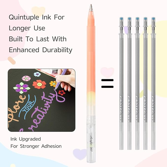 LIUILUCAI 24 Colors 3D Acrylic Gel Pens for Coloring, Large Capacity Fine Tip Acrylic Paint Pen, 1.0 mm Bullet Tip, Colored Gel Ink Pens for Black Paper Drawing Journaling Art Supplies