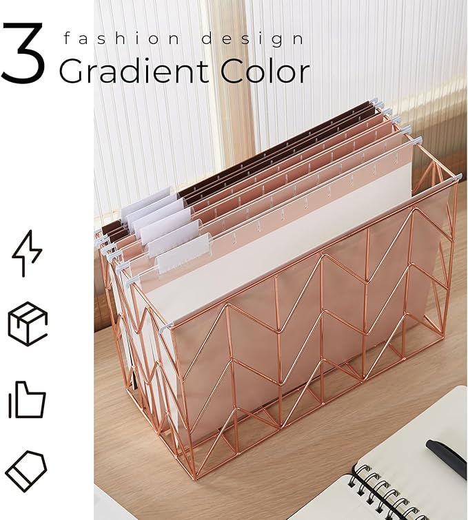 Y YOMA 18 Pack Gradient Hanging File Folders Letter Size Decorative Hanging Folder Pretty File Folder Organizer for Filing Cabinet Office Home with 1/5-Cut Adjustable Tabs, Coco Mocha