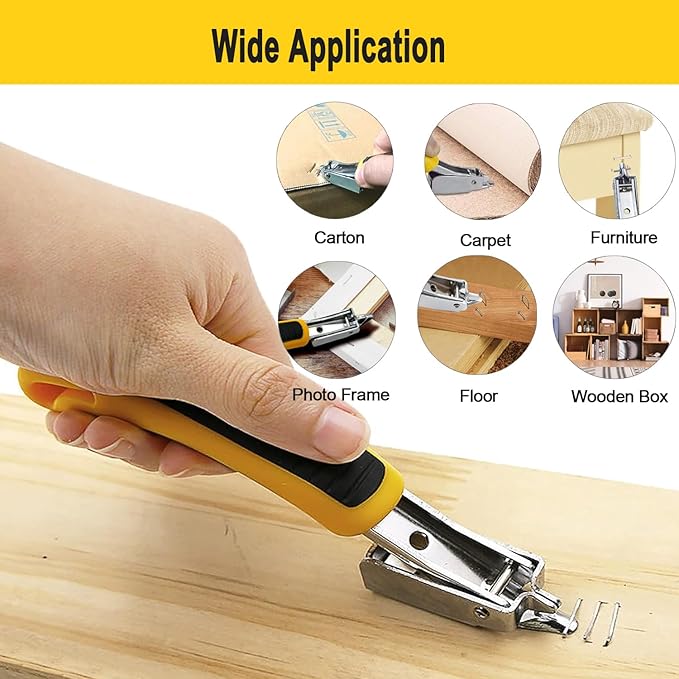 2Pcs Staple Remover Heavy Duty Upholstery Staple Puller Tool with Ergonomic Handle for Furniture Floor Wooden Case Carton Photo Frame（Yellow）