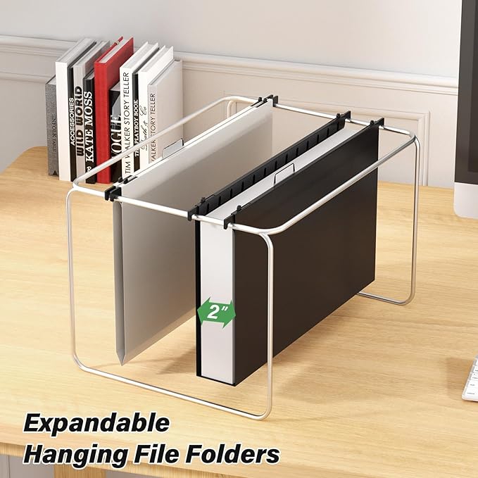 Ansook Legal Size Hanging File Folder Extra Capacity,Heavy Duty 2" Expandable Hang Folder with Tabs,12 Pack Reinforced File Cabinet Folders,Plastic Hanging File Organizer for File Frame Box