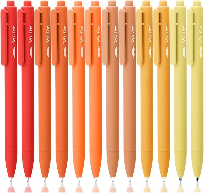Mr. Pen- Retractable Gel Pens, 12 Pack, Black Ink, Summer Morning Barrel Gel Pens Fine Point 0.5mm, Gel Ink Pens, Aesthetic Pens for Journaling Fine Tip Pens