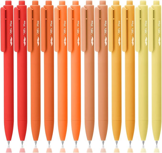 Mr. Pen- Retractable Gel Pens, 12 Pack, Black Ink, Summer Morning Barrel Gel Pens Fine Point 0.5mm, Gel Ink Pens, Aesthetic Pens for Journaling Fine Tip Pens