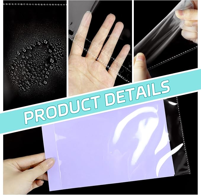 100 Pack 5.5x8.5 Inch Sheet Protectors for 3 or 6 Ring A5 Binder, Half Letter Size 7 Holes Mini Heavy-Duty Sheet Protector Sleeves Crystal Clear Playbill Binder Pockets