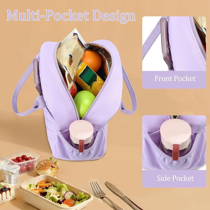 CAMTOP Lunch Box for Women Men Insulated Lunch Bag Lunch Tote Bag Leakproof Thermal Cooler Large Capacity for Travel Work School Picnic (﻿﻿Lavender)