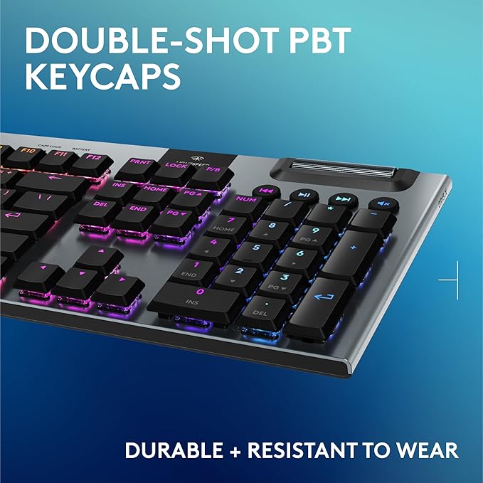 Logitech G915 X Lightspeed Low-Profile Wireless Gaming Keyboard, Double-Shot PBT Keycaps, Fully Programmable Keys, RGB Backlighting, Sleek Aluminum Finishing, GL Brown Tactile Switches-PC/Mac - Black