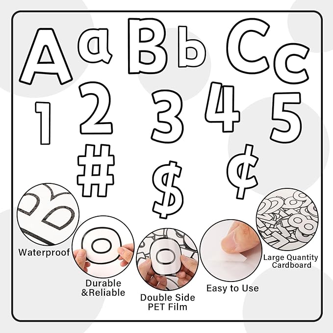 266 Pcs Letters Combo Pack Set Bulletin Board Letters White & Black Letters and Number Accents for Kids Bulletin Board Display Home School Classroom Decor