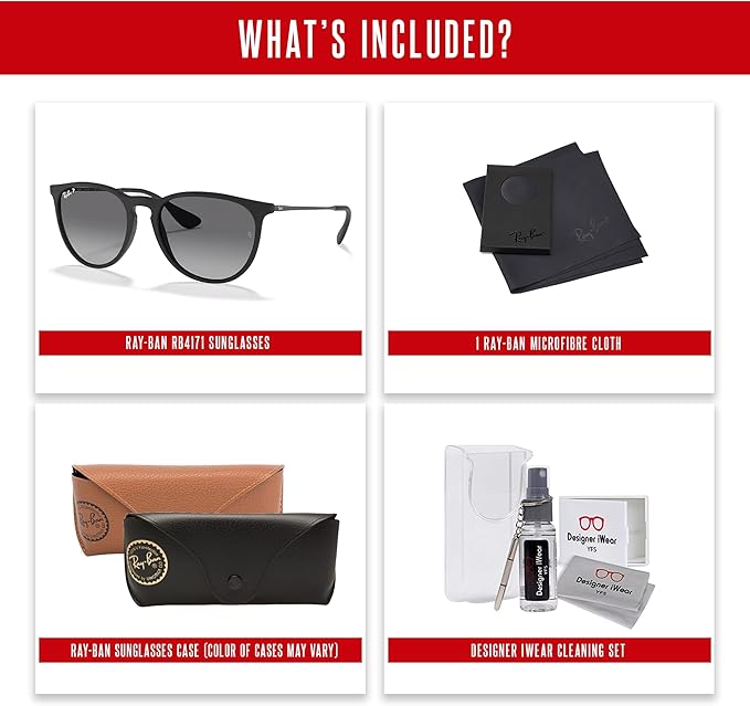 Ray-Ban RB4171 ERIKA Round Sunglasses For Women +BUNDLE with ACCESSORY EYEWEAR KIT