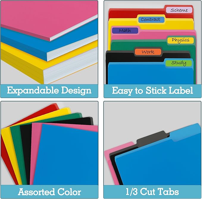Two Tone Color File Folder 8.5 x 11 Inch,36 Packs Pink File Folders,1/3 Cut Tabs File Folder Letter Size,Manila File Folders for Office,School and Home,Organization