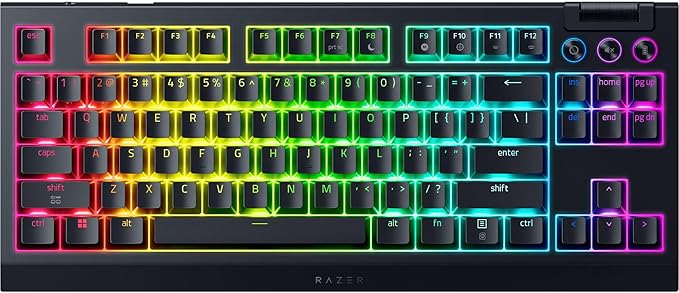 Razer BlackWidow V4 TKL HyperSpeed Wireless Hot Swappable Gaming Keyboard: Orange Tactile Switches - Wireless & Bluetooth - Multi-Function Roller & Control Buttons - Chroma RGB - Long Battery Life
