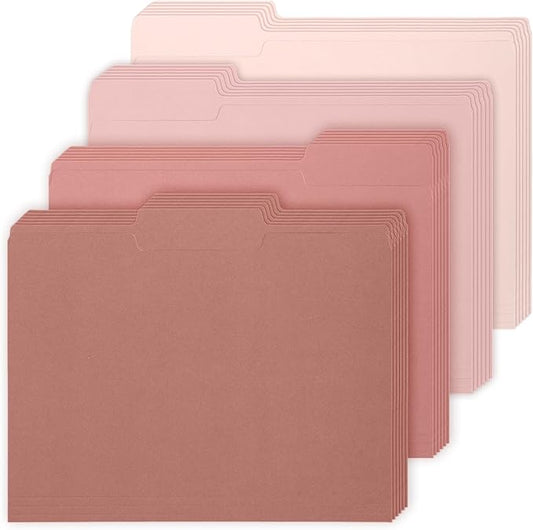 Whaline 24 Pack Dusty Pink File Folders Letter Size Gradient Pink File Pockets with 1/3 Cut Tab 8.9 x 11.6 Inch Valentine's Day Cute Documents Folders for Home Office Classroom Supplies, 4 Colors
