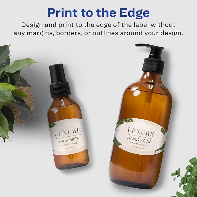 Avery Glossy White Oval Labels, Sure Feed Technology, 1.5" x 3", 100 Glossy White Labels, Print-to-The-Edge, Permanent Adhesive, Laser/Inkjet Printable
