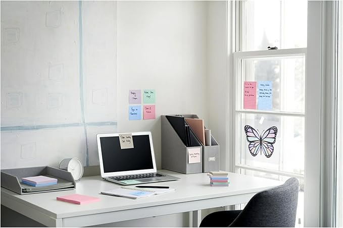Post-it 100% Recycled Paper Super Sticky Notes, 3 in. x 3 in., 24 Pads, 70 Sheets per Pad, Wanderlust Pastels, New Year Organization or Second Semester School Supplies