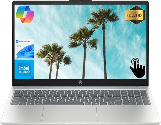 HP 15 AI-Powered Copilot Laptop, 15.6" FHD Touchscreen, 8-Cores Intel Core i3-N305 Processor, 16GB RAM, 512GB PCIe SSD, HDMI, HD Camera, Numeric Keypad, Wi-Fi 6, Windows 11 Home, Blue